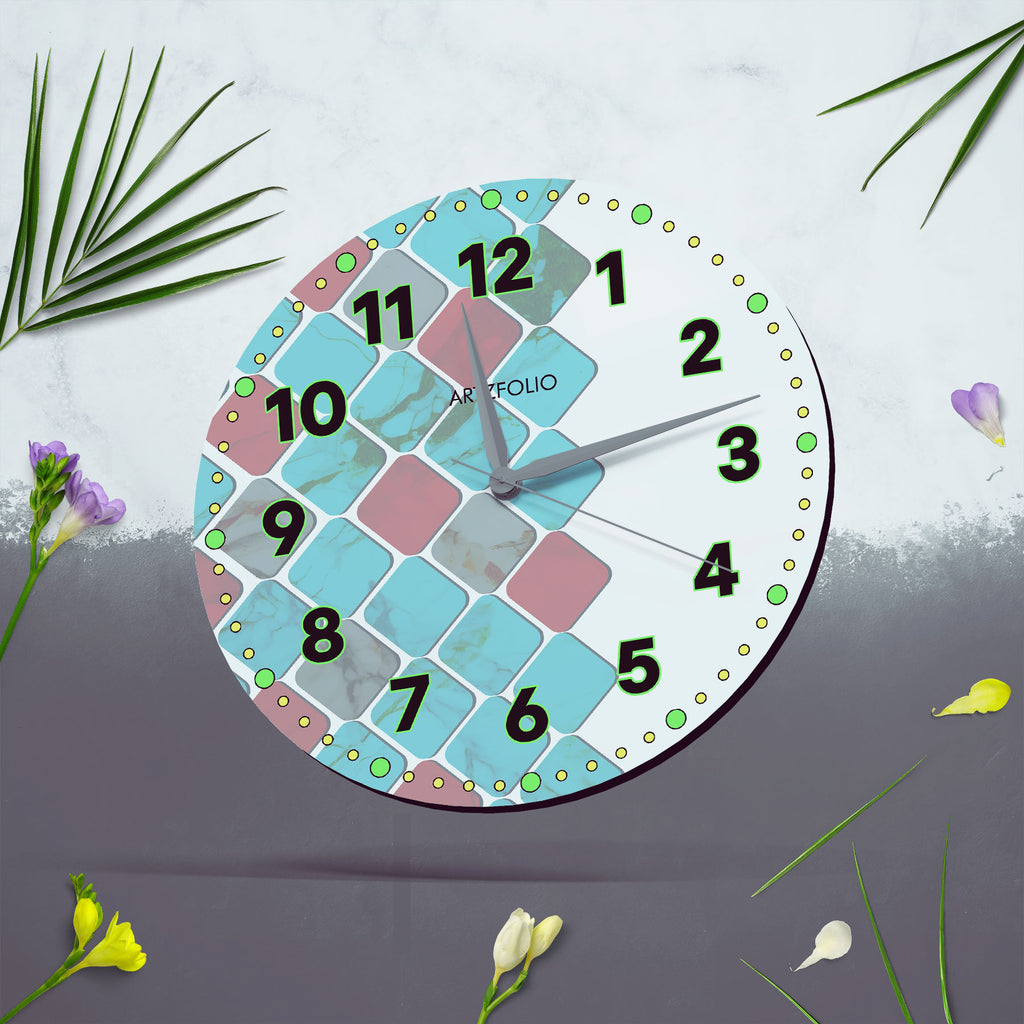 Abstract Squares D2 Quartz Wall Clock | Non-Ticking Silent Movement - Wall Clocks Round - ArtzFolio.com