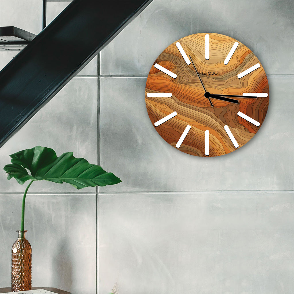 Abstract Waves D16 Quartz Wall Clock | Non-Ticking Silent Movement - Wall Clocks Round - ArtzFolio.com