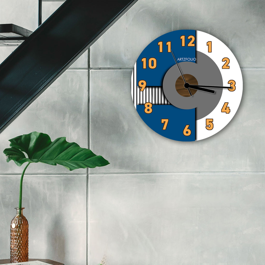 Abstract Geometric Shapes D7 Quartz Wall Clock | Non-Ticking Silent Movement - Wall Clocks Round - ArtzFolio.com