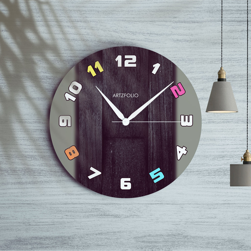 3D Wood Texture Quartz Wall Clock | Non-Ticking Silent Movement - Wall Clocks Round - ArtzFolio.com