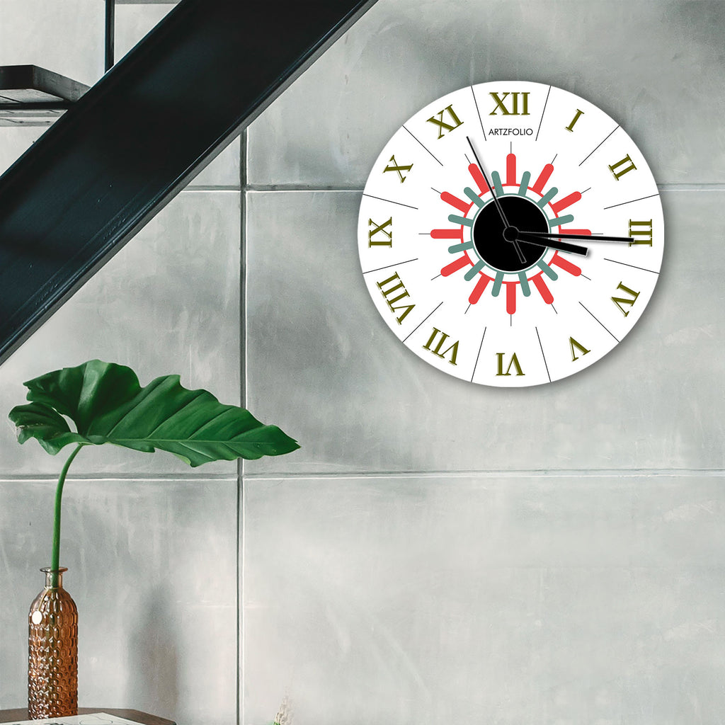 Abstract Shapes D29 Quartz Wall Clock | Non-Ticking Silent Movement - Wall Clocks Round - ArtzFolio.com