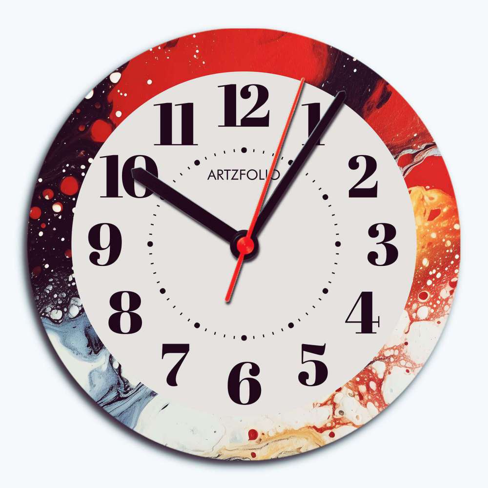 Abstract D69 Quartz Wall Clock | Non-Ticking Silent Movement - Wall Clocks Round - ArtzFolio.com