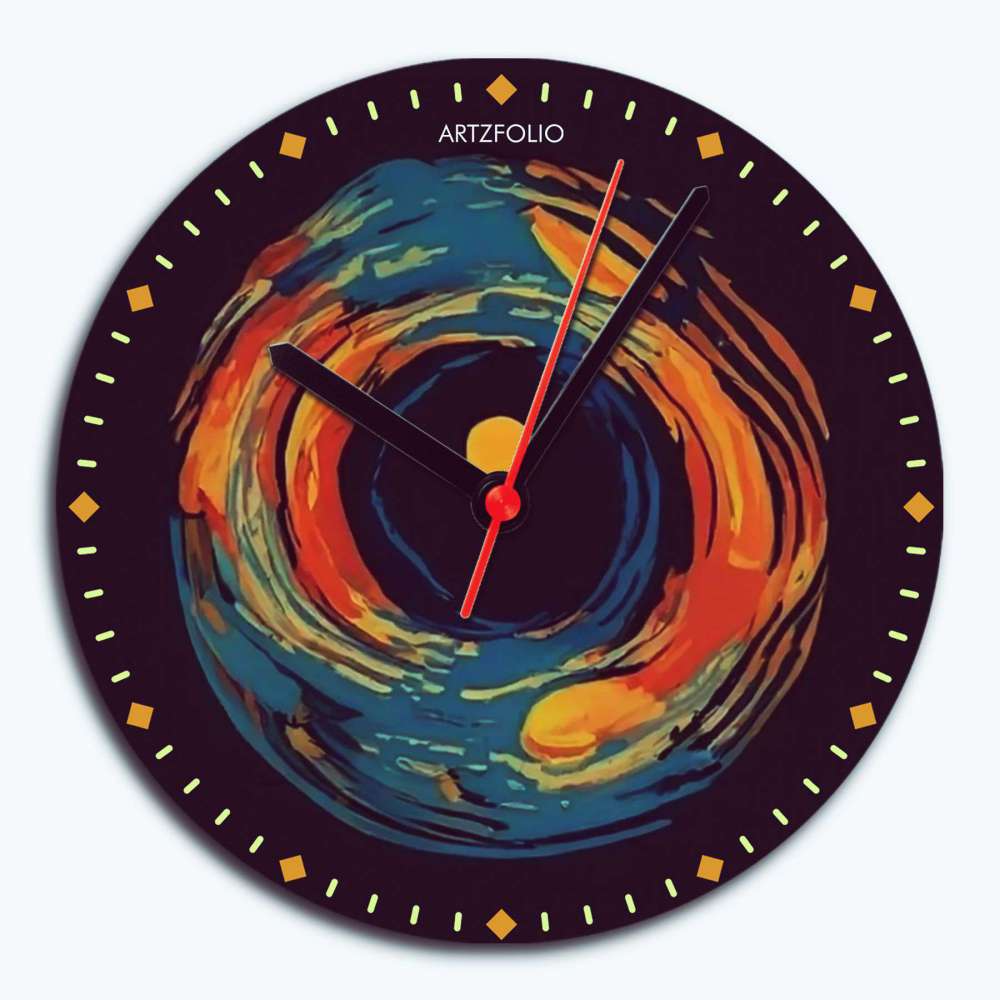 Abstract D95 Quartz Wall Clock | Non-Ticking Silent Movement - Wall Clocks Round - ArtzFolio.com