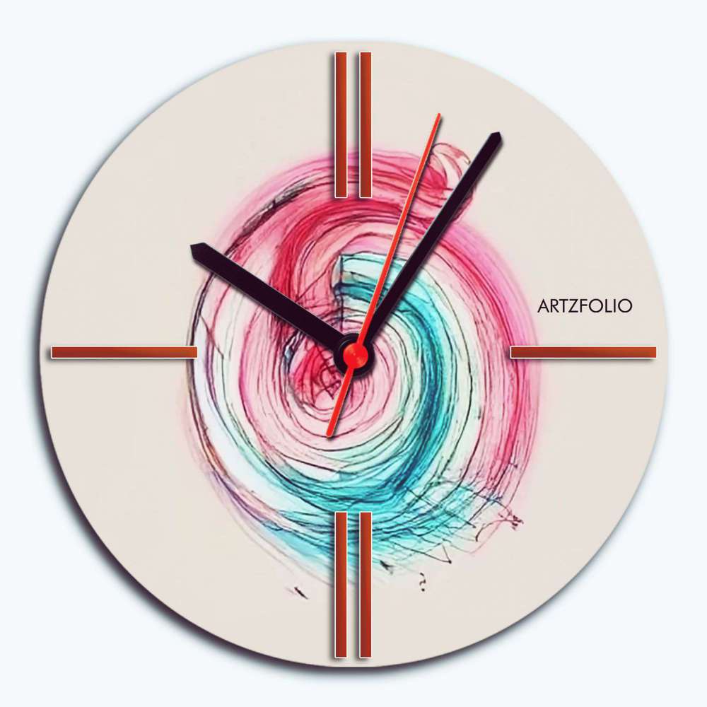Abstract D99 Quartz Wall Clock | Non-Ticking Silent Movement - Wall Clocks Round - ArtzFolio.com