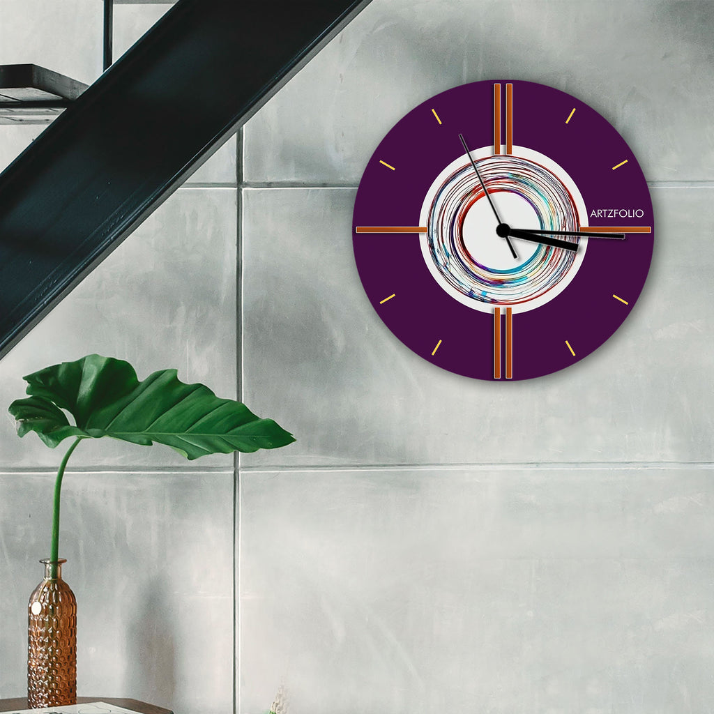 Abstract D104 Quartz Wall Clock | Non-Ticking Silent Movement - Wall Clocks Round - ArtzFolio.com
