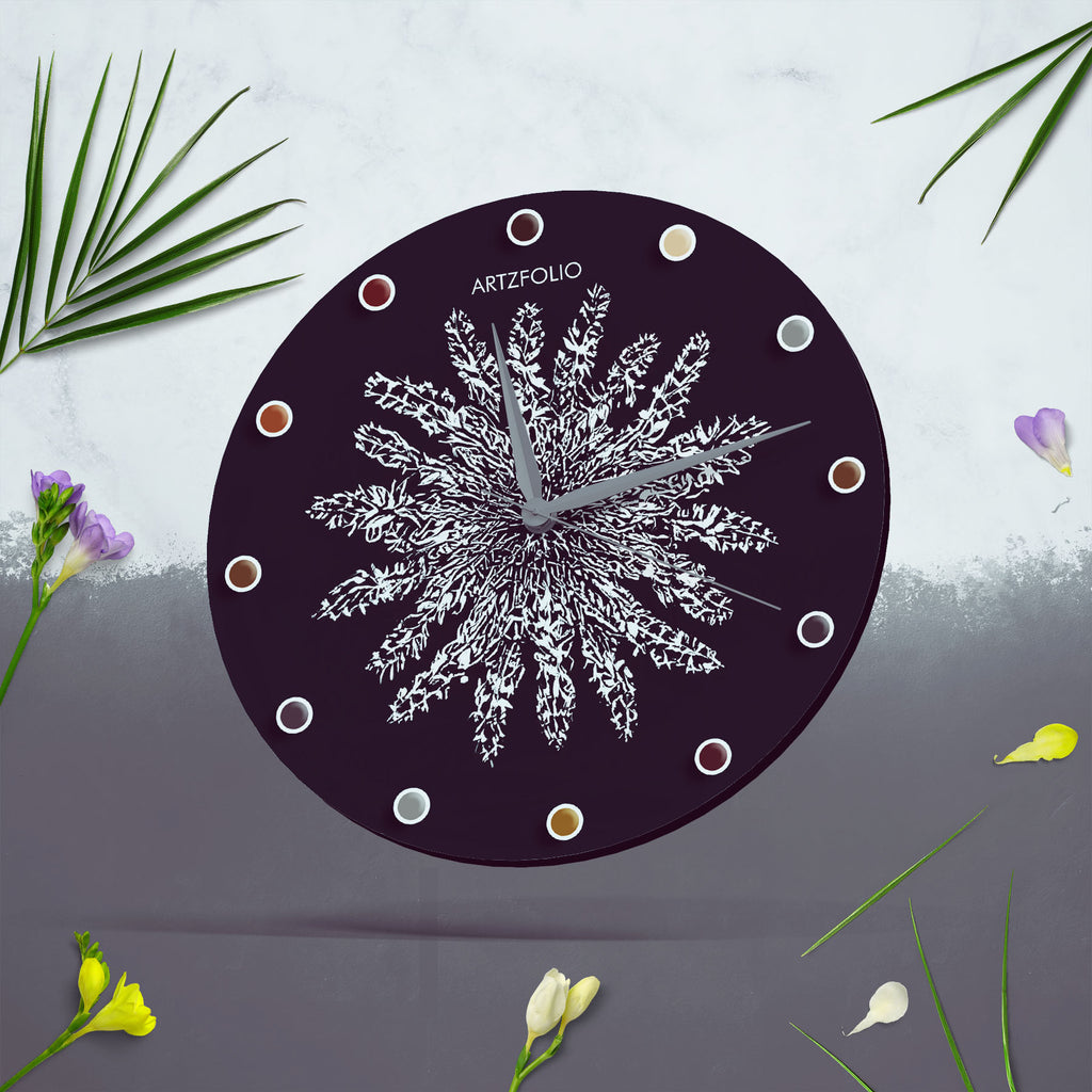Abstract Floral D4 Quartz Wall Clock | Non-Ticking Silent Movement - Wall Clocks Round - ArtzFolio.com