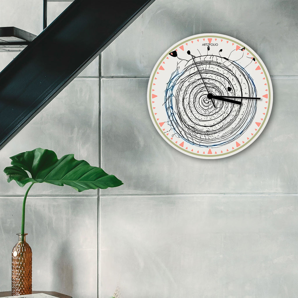 Abstract D118 Quartz Wall Clock | Non-Ticking Silent Movement - Wall Clocks Round - ArtzFolio.com