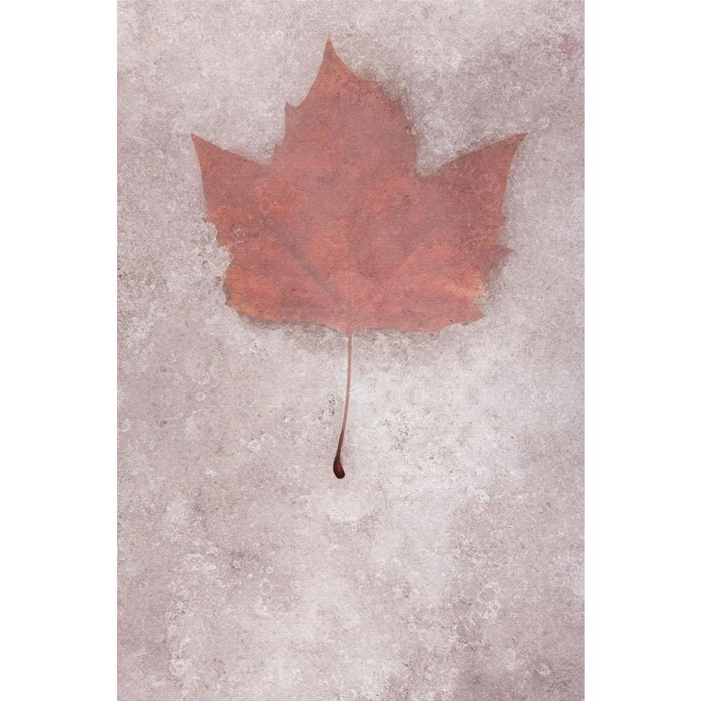 A Brown Leaf On Ice Canvas Painting Synthetic Frame - Paintings MDF Framing - ArtzFolio.com