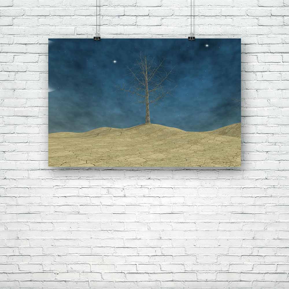 Fantasy Desert Unframed Paper Poster-Paper Posters Unframed-POS_UN-IC 5000052 IC 5000052, Black, Black and White, Digital, Digital Art, Fantasy, Graphic, Landscapes, Mountains, Scenic, desert, unframed, paper, poster, arid, background, branches, bush, climate, cloud, disaster, drought, earth, ecology, emergency, environment, hill, landscape, moon, ocean, sand, save, sun, thirst, tree, trunk, artzfolio, posters, wall posters, posters for room, posters for room decoration, office poster, door poster, baby pos