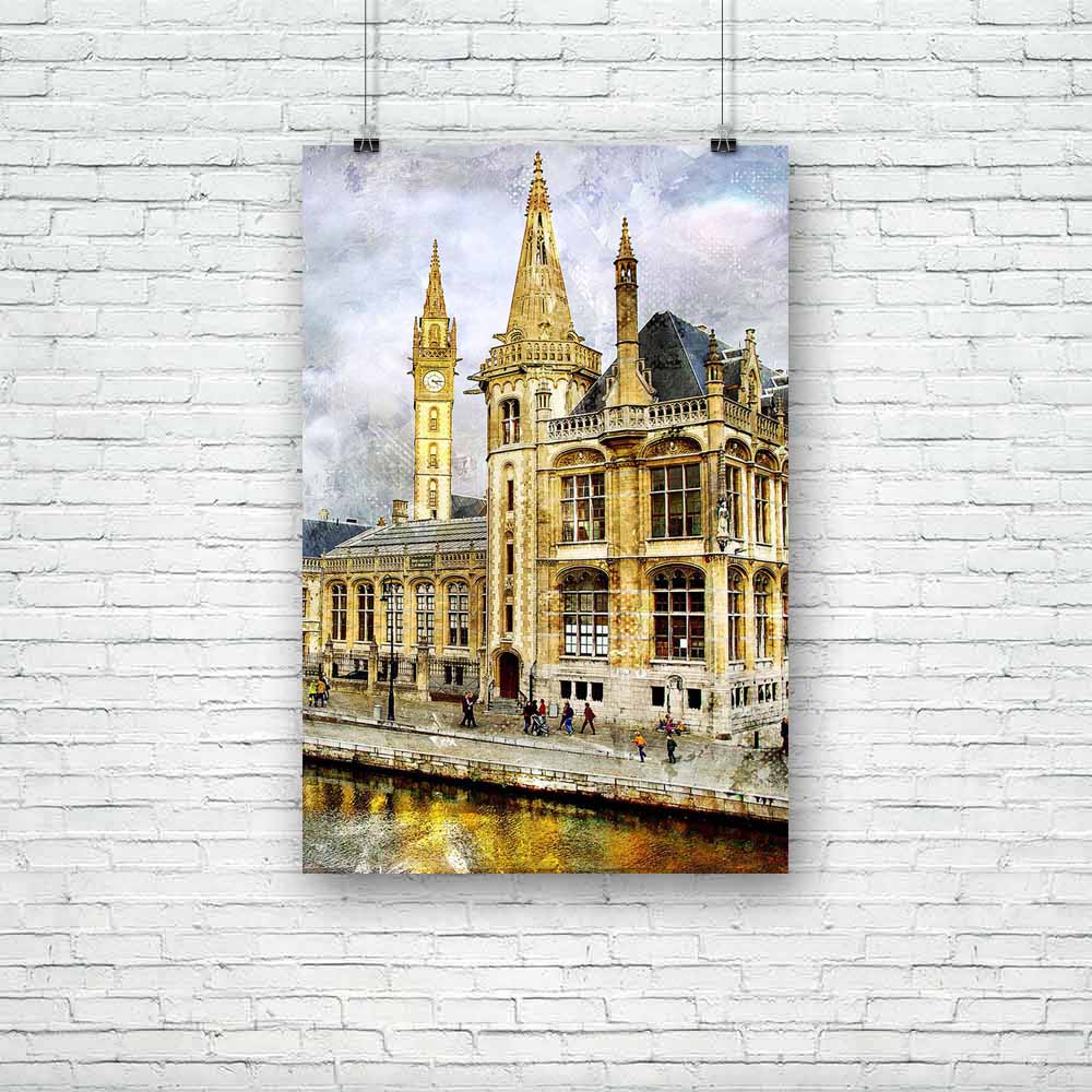 Gent Portrait Unframed Paper Poster-Paper Posters Unframed-POS_UN-IC 5000056 IC 5000056, Ancient, Architecture, Art and Paintings, Cities, City Views, Historical, Landscapes, Medieval, Paintings, People, Retro, Scenic, Sunsets, Vintage, gent, portrait, unframed, paper, poster, oil, painting, art, artistic, artwork, autumn, belgian, belgium, bridge, building, city, europe, houses, old, paint, pictorial, picturesque, river, sidewalk, street, style, sunset, towers, town, traveling, walking, water, artzfolio, p