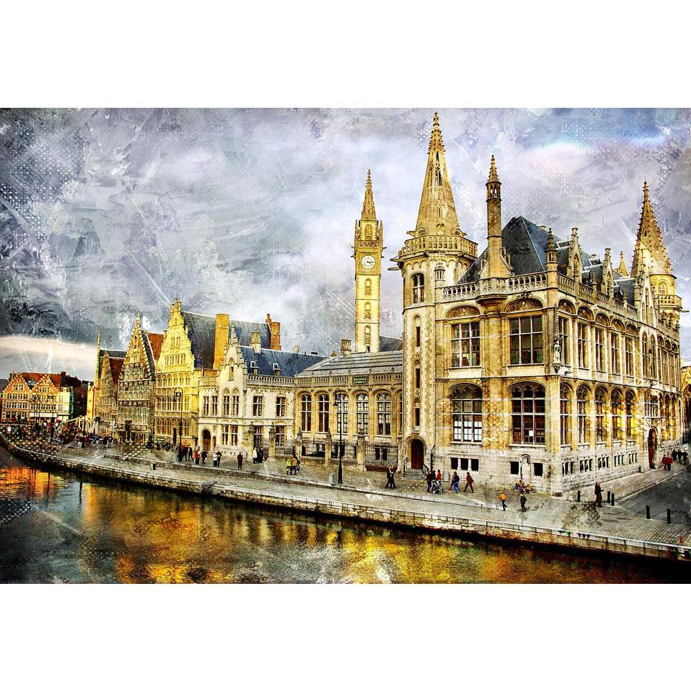 Gent Picture Canvas Painting Synthetic Frame-Paintings MDF Framing-AFF_FR-IC 5000056 IC 5000056, Ancient, Architecture, Art and Paintings, Cities, City Views, Historical, Landscapes, Medieval, Paintings, People, Retro, Scenic, Sunsets, Vintage, gent, picture, canvas, painting, synthetic, frame, oil, art, artistic, artwork, autumn, belgian, belgium, bridge, building, city, europe, houses, old, paint, pictorial, picturesque, river, sidewalk, street, style, sunset, towers, town, traveling, walking, water, artz