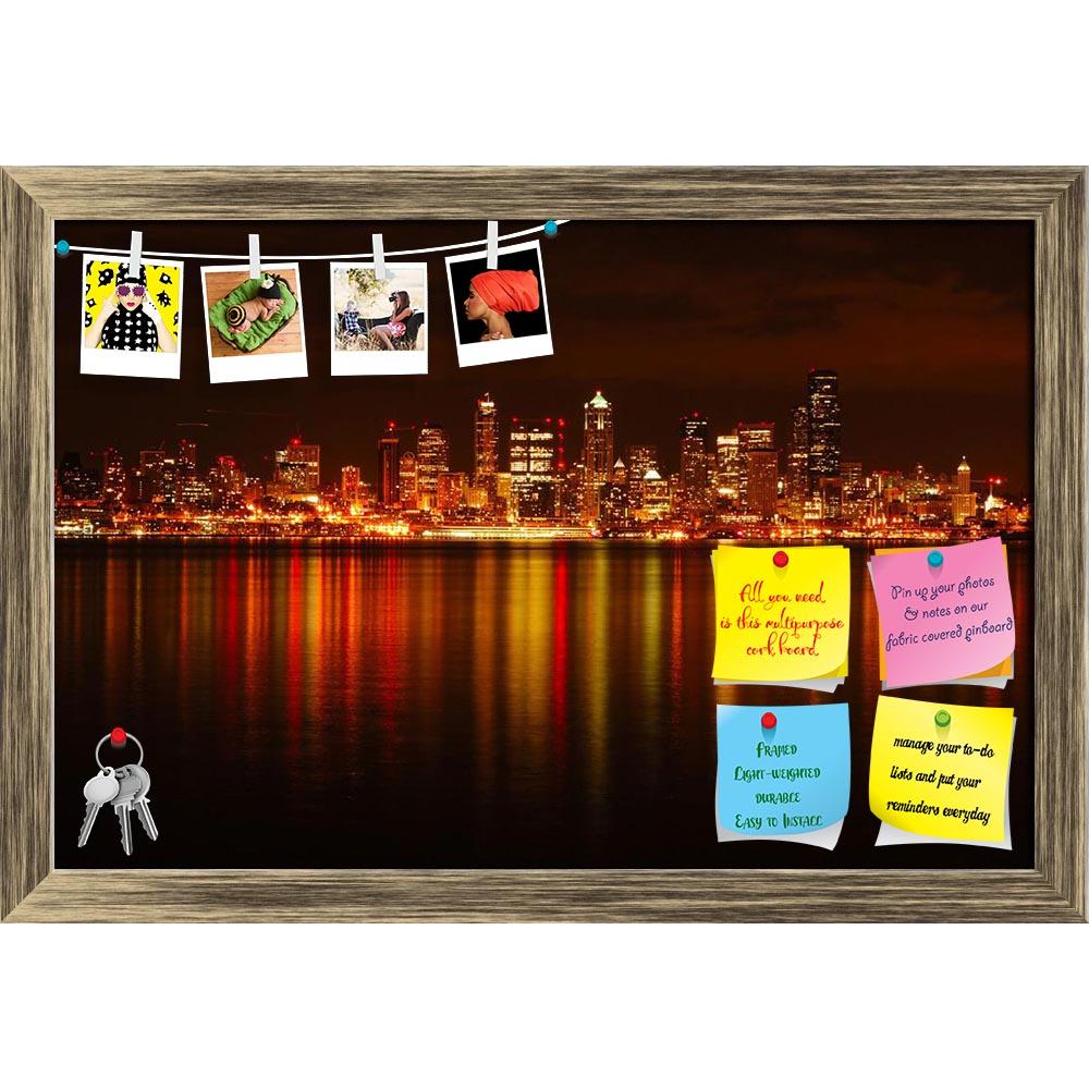ArtzFolio Seattle Skyline Reflected In Water, Washington USA Printed Bulletin Board Notice Pin Board Soft Board | Framed-Bulletin Boards Framed-AZSAO3609299BLB_FR_L-Image Code 5000059 Vishnu Image Folio Pvt Ltd, IC 5000059, ArtzFolio, Bulletin Boards Framed, Places, Photography, seattle, skyline, reflected, in, water, washington, usa, printed, bulletin, board, notice, pin, soft, framed, a, dazzling, photograph, across, cityscape, skyscraper, city, night, reflection, light, puget, american, golden, color, sh