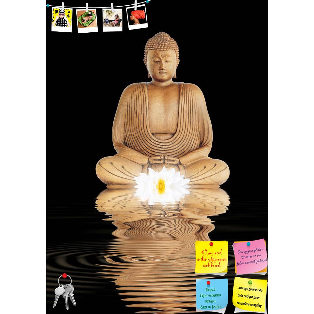 ArtzFolio Buddha With White Lotus Lily Printed Bulletin Board Notice Pin Board Soft Board | Frameless-Bulletin Boards Frameless-AZSAO3627789BLB_FL_L-Image Code 5000060 Vishnu Image Folio Pvt Ltd, IC 5000060, ArtzFolio, Bulletin Boards Frameless, Religious, Photography, buddha, with, white, lotus, lily, printed, bulletin, board, notice, pin, soft, frameless, contemplation, glowing, reflection, rippled, water, black, background, pin up board, push pin board, extra large cork board, big pin board, notice board