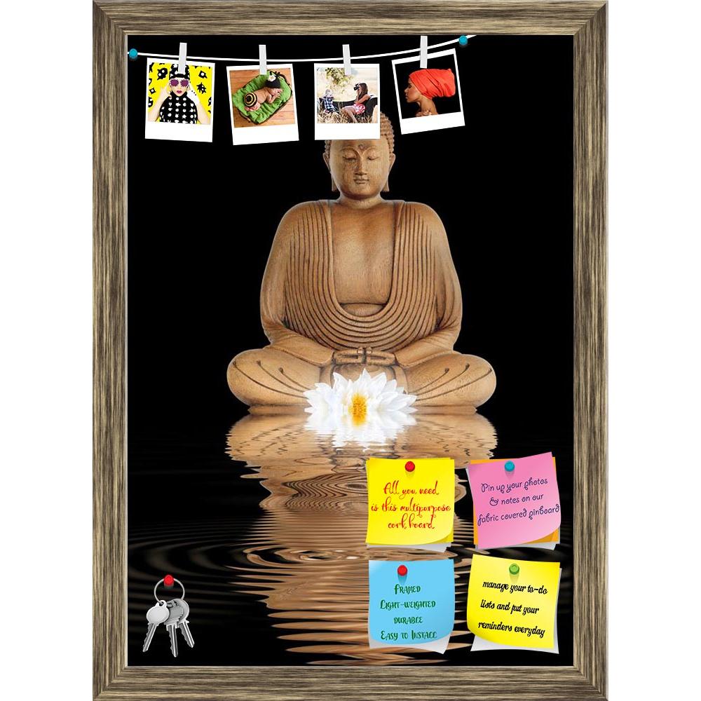 ArtzFolio Buddha With White Lotus Lily Printed Bulletin Board Notice Pin Board Soft Board | Framed-Bulletin Boards Framed-AZSAO3627789BLB_FR_L-Image Code 5000060 Vishnu Image Folio Pvt Ltd, IC 5000060, ArtzFolio, Bulletin Boards Framed, Religious, Photography, buddha, with, white, lotus, lily, printed, bulletin, board, notice, pin, soft, framed, contemplation, glowing, reflection, rippled, water, black, background, pin up board, push pin board, extra large cork board, big pin board, notice board, small bull