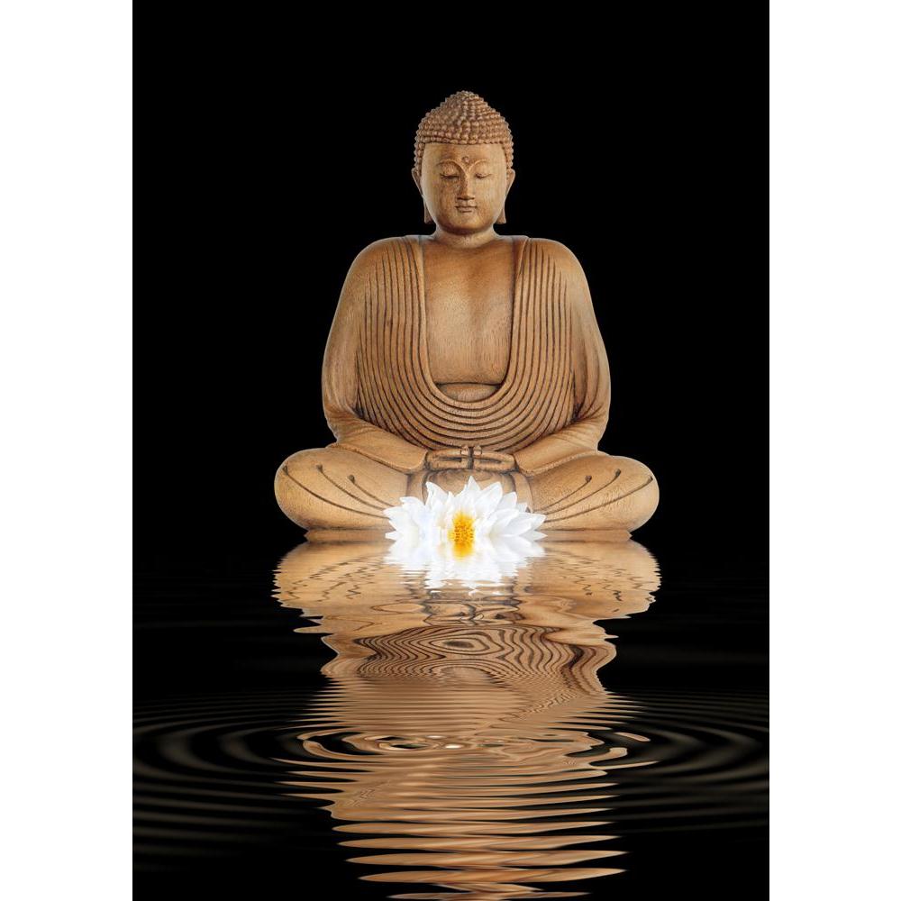 Buddha With White Lotus Lily Canvas Painting Synthetic Frame-Paintings MDF Framing-AFF_FR-IC 5000060 IC 5000060, Ancient, Asian, Black, Black and White, Botanical, Buddhism, Culture, Ethnic, Floral, Flowers, God Buddha, Historical, Icons, Medieval, Nature, Religion, Religious, Spiritual, Traditional, Tribal, Vintage, White, World Culture, buddha, with, lotus, lily, canvas, painting, synthetic, frame, background, beautiful, beauty, belief, buddah, buddhist, contemplating, contemplation, flower, god, golden, 