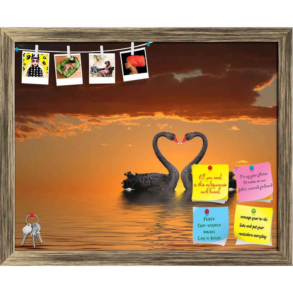 ArtzFolio Romantic Swans Printed Bulletin Board Notice Pin Board Soft Board | Framed-Bulletin Boards Framed-AZSAO4741506BLB_FR_L-Image Code 5000093 Vishnu Image Folio Pvt Ltd, IC 5000093, ArtzFolio, Bulletin Boards Framed, Animals, Photography, romantic, swans, printed, bulletin, board, notice, pin, soft, framed, two, sunset, water, reflection, pin up board, push pin board, extra large cork board, big pin board, notice board, small bulletin board, cork board, wall notice board, giant cork board, bulletin bo