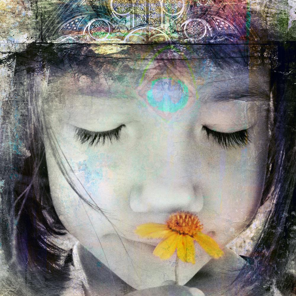 Child With a Yellow Wildflower Canvas Painting Synthetic Frame-Paintings MDF Framing-AFF_FR-IC 5000107 IC 5000107, Art and Paintings, Baby, Botanical, Children, Floral, Flowers, Illustrations, Individuals, Kids, Nature, Portraits, Religion, Religious, Scenic, child, with, a, yellow, wildflower, canvas, painting, synthetic, frame, chakra, consciousness, mind, third, eye, crown, peaceful, art, being, bindi, closed, daydream, divine, enjoy, face, female, feminine, flower, girl, goddess, grunge, happy, holy, il