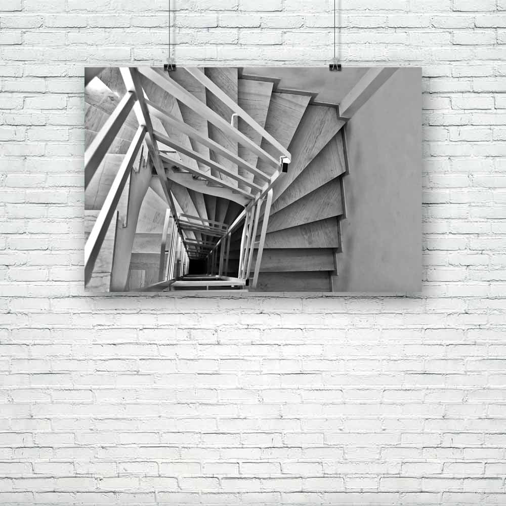 Interior Staircase Unframed Paper Poster-Paper Posters Unframed-POS_UN-IC 5000124 IC 5000124, Abstract Expressionism, Abstracts, Architecture, Black, Black and White, Geometric, Geometric Abstraction, Gothic, Marble, Marble and Stone, Patterns, Perspective, Semi Abstract, Signs, Signs and Symbols, Urban, White, interior, staircase, unframed, paper, poster, stairwell, spiral, abstract, background, building, concrete, construction, dark, darkness, descending, descent, design, down, downstairs, empty, grunge, 