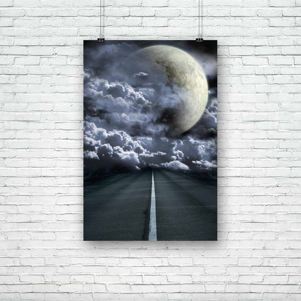 Dark Road Unframed Paper Poster-Paper Posters Unframed-POS_UN-IC 5000175 IC 5000175, Astronomy, Black, Black and White, Cosmology, Fantasy, Futurism, Space, Stars, Surrealism, dark, road, unframed, paper, poster, surreal, alien, astral, astro, awe, backdrop, background, cloud, cloudscape, deep, distant, effect, empty, exploration, fear, fog, future, galaxy, glowing, highway, horror, imagination, infinity, loneliness, lost, luminosity, majestic, moon, mystery, night, nightmare, nobody, orbiting, planet, port