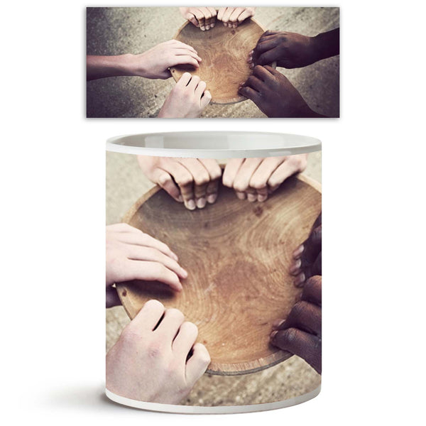 Multi Cultural Group Of Hands Holds An Empty Bowl Ceramic Coffee Tea Mug Inside White-Coffee Mugs--IC 5000183 IC 5000183, Adult, Cuisine, Culture, Ethnic, Food, Food and Beverage, Food and Drink, People, Traditional, Tribal, World Culture, multi, cultural, group, of, hands, holds, an, empty, bowl, ceramic, coffee, tea, mug, inside, white, social, responsibility, hunger, famine, malnutrition, poor, poverty, third, world, starvation, hungry, beg, begging, blue, charity, despair, feed, fingers, give, global, h