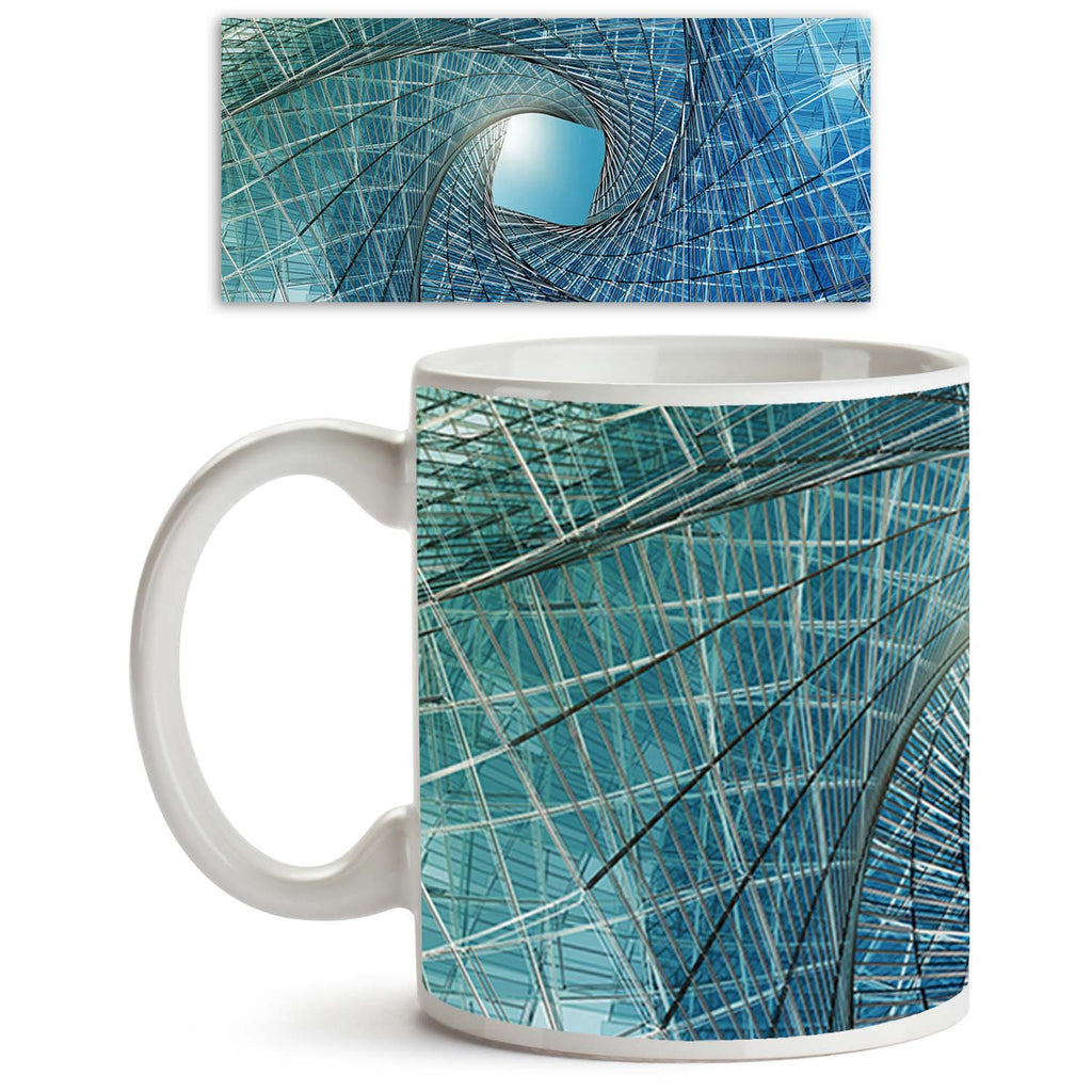 Abstract Tunnel Ceramic Coffee Tea Mug Inside White-Coffee Mugs-MUG-IC 5000254 IC 5000254, 3D, Abstract Expressionism, Abstracts, Architecture, Perspective, Semi Abstract, Signs, Signs and Symbols, Metallic, abstract, tunnel, ceramic, coffee, tea, mug, inside, white, structure, angle, blue, building, built, chrome, concepts, construction, design, engineering, exterior, futuristic, glass, ideas, light, metal, nobody, outdoors, reflection, render, shiny, skyscraper, sun, tall, turquoise, vibrant, view, window