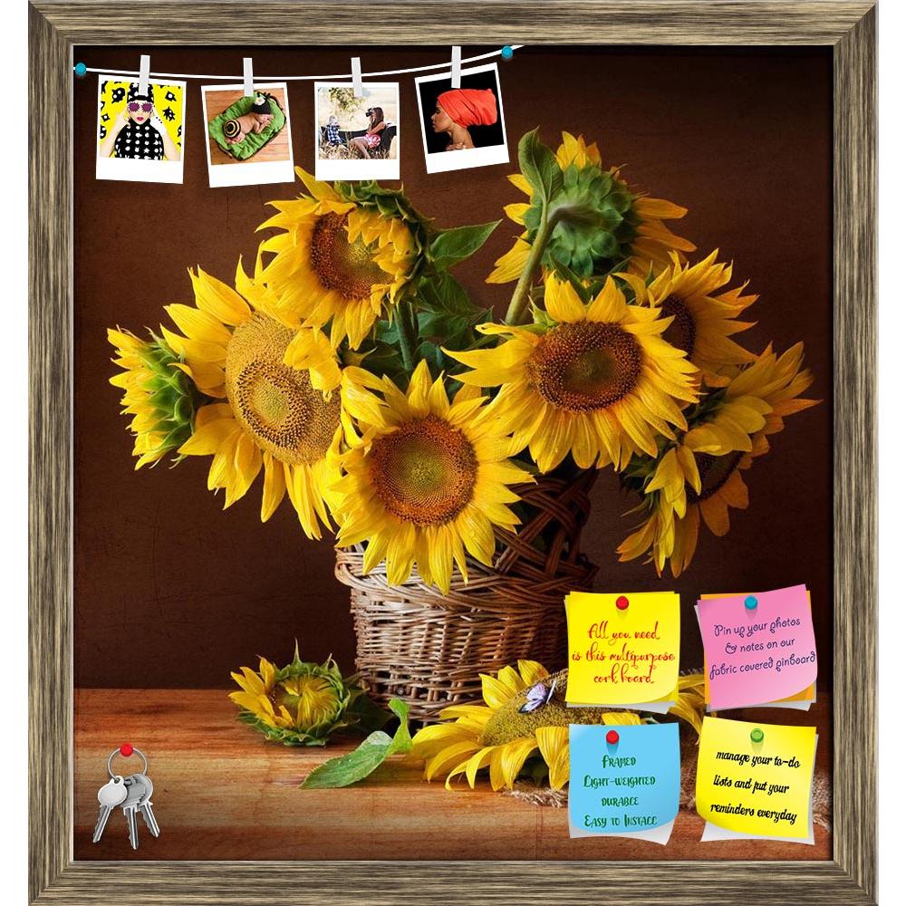 ArtzFolio Sunflower & Butterfly Printed Bulletin Board Notice Pin Board Soft Board | Framed-Bulletin Boards Framed-AZSAO8641537BLB_FR_L-Image Code 5000266 Vishnu Image Folio Pvt Ltd, IC 5000266, ArtzFolio, Bulletin Boards Framed, Floral, Still Life, Photography, sunflower, butterfly, printed, bulletin, board, notice, pin, soft, framed, still, life, pin up board, push pin board, extra large cork board, big pin board, notice board, small bulletin board, cork board, wall notice board, giant cork board, bulleti