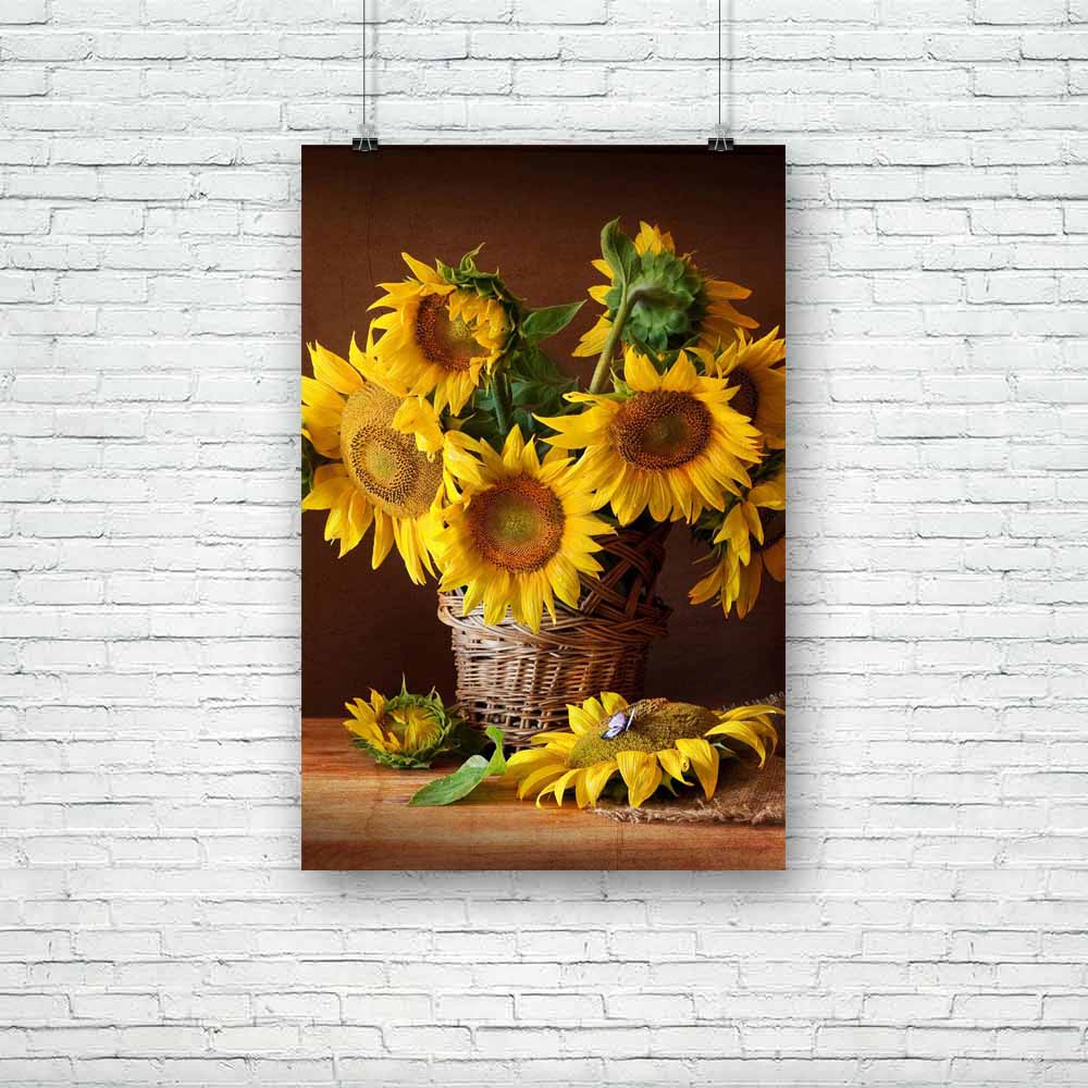 Sunflower & Butterfly Unframed Paper Poster-Paper Posters Unframed-POS_UN-IC 5000266 IC 5000266, Botanical, Floral, Flowers, Nature, Scenic, Still Life, sunflower, butterfly, unframed, paper, poster, still, life, morte, sunflowers, background, beautiful, beauty, bright, cheerful, color, descriptive, flower, focus, green, head, image, leaf, object, petal, plant, studio, summer, sun, sunlight, vibrant, yellow, artzfolio, posters, wall posters, posters for room, posters for room decoration, office poster, door