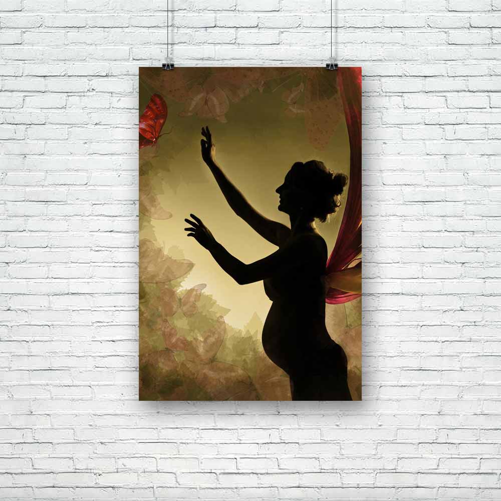 Pregnant Woman With Wings Unframed Paper Poster-Paper Posters Unframed-POS_UN-IC 5000292 IC 5000292, Adult, Ancient, Art and Paintings, Asian, Botanical, Digital, Digital Art, Floral, Flowers, Graphic, Historical, Medieval, Nature, People, Vintage, pregnant, woman, with, wings, unframed, paper, poster, art, awaiting, background, belly, birth, body, brown, butterfly, catching, caucasian, expectant, female, figure, fine, flying, grunge, half, length, hands, human, leaves, lifestyle, looking, up, maternal, mat