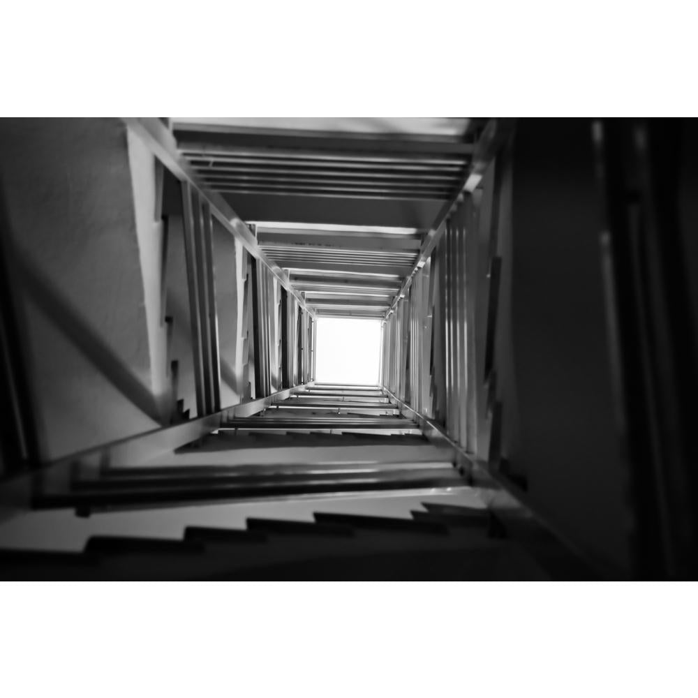Staircase Spiral Perspective Canvas Painting Synthetic Frame-Paintings MDF Framing-AFF_FR-IC 5000300 IC 5000300, Abstract Expressionism, Abstracts, Architecture, Black, Black and White, Geometric, Geometric Abstraction, Gothic, Patterns, Perspective, Semi Abstract, Signs, Signs and Symbols, Urban, White, staircase, spiral, canvas, painting, synthetic, frame, abstract, background, building, concrete, construction, dark, darkness, descent, design, down, downstairs, empty, grunge, height, high, interior, light