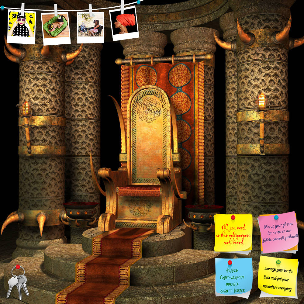 ArtzFolio Fantasy Scenery Printed Bulletin Board Notice Pin Board Soft Board | Frameless-Bulletin Boards Frameless-AZSAO9147027BLB_FL_L-Image Code 5000303 Vishnu Image Folio Pvt Ltd, IC 5000303, ArtzFolio, Bulletin Boards Frameless, Fantasy, Digital Art, scenery, printed, bulletin, board, notice, pin, soft, frameless, background, building, candle, candles, carpet, columns, flames, gold, golden, illustration, king, pedestal, prince, queen, room, throne, wall, pin up board, push pin board, extra large cork bo