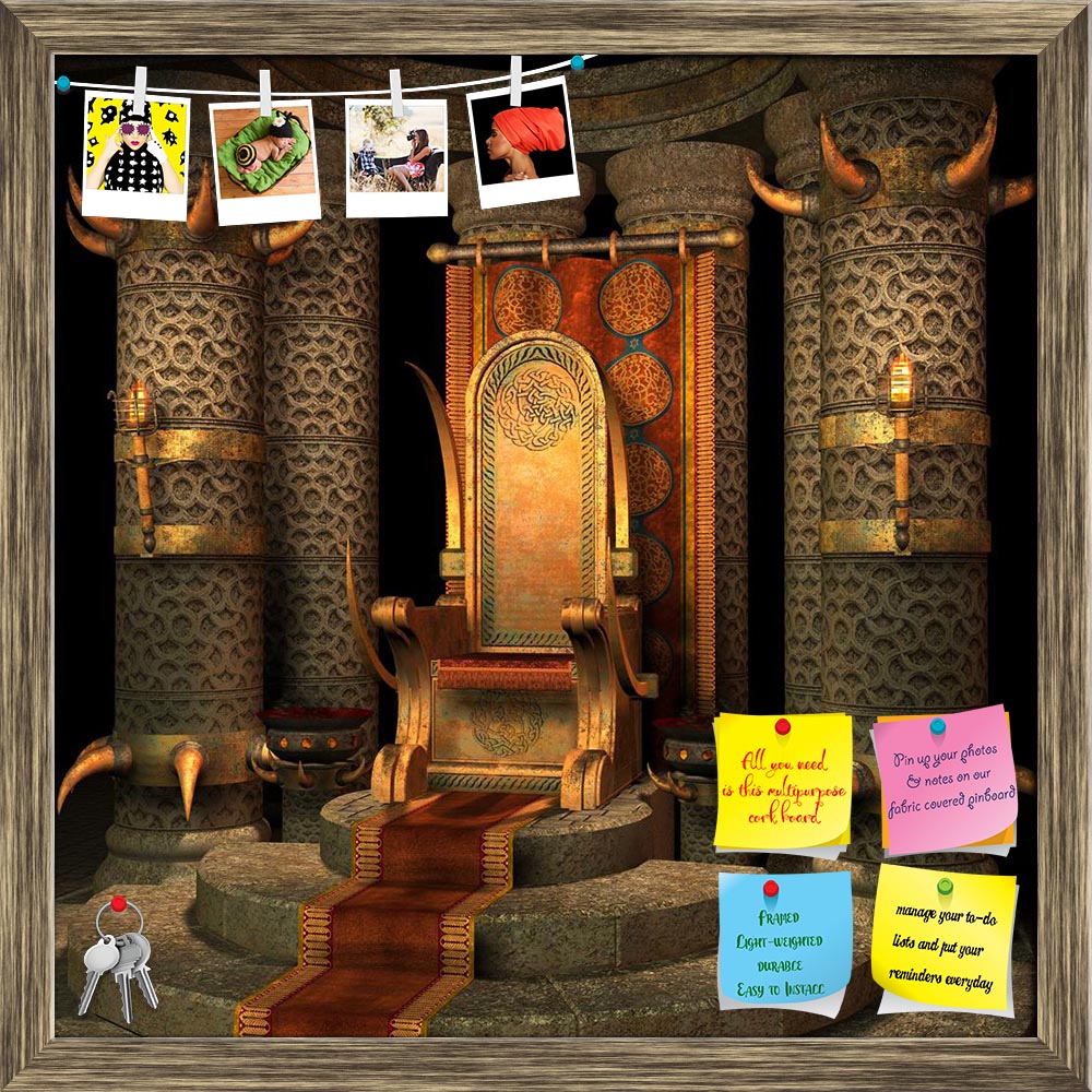 ArtzFolio Fantasy Scenery Printed Bulletin Board Notice Pin Board Soft Board | Framed-Bulletin Boards Framed-AZSAO9147027BLB_FR_L-Image Code 5000303 Vishnu Image Folio Pvt Ltd, IC 5000303, ArtzFolio, Bulletin Boards Framed, Fantasy, Digital Art, scenery, printed, bulletin, board, notice, pin, soft, framed, background, building, candle, candles, carpet, columns, flames, gold, golden, illustration, king, pedestal, prince, queen, room, throne, wall, pin up board, push pin board, extra large cork board, big pin