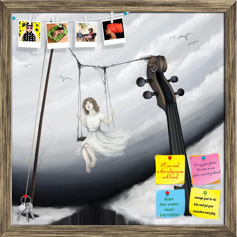 ArtzFolio Little Girl Sitting On Violin Seesaw Printed Bulletin Board Notice Pin Board Soft Board | Framed-Bulletin Boards Framed-AZSAO9328904BLB_FR_L-Image Code 5000318 Vishnu Image Folio Pvt Ltd, IC 5000318, ArtzFolio, Bulletin Boards Framed, Surrealism, Fine Art Reprint, little, girl, sitting, on, violin, seesaw, printed, bulletin, board, notice, pin, soft, framed, fantasy, world, digital, painting, pin up board, push pin board, extra large cork board, big pin board, notice board, small bulletin board, c