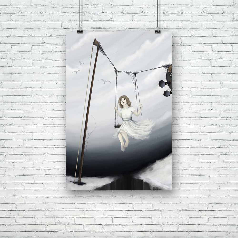 Little Girl Sitting On Violin Seesaw Unframed Paper Poster-Paper Posters Unframed-POS_UN-IC 5000318 IC 5000318, Abstract Expressionism, Abstracts, Art and Paintings, Baby, Birds, Black and White, Children, Digital, Digital Art, Drawing, Fantasy, Geometric Abstraction, Graphic, Illustrations, Kids, Landscapes, Music, Music and Dance, Music and Musical Instruments, Paintings, People, Scenic, Semi Abstract, Surrealism, White, little, girl, sitting, on, violin, seesaw, unframed, paper, poster, cello, surreal, a