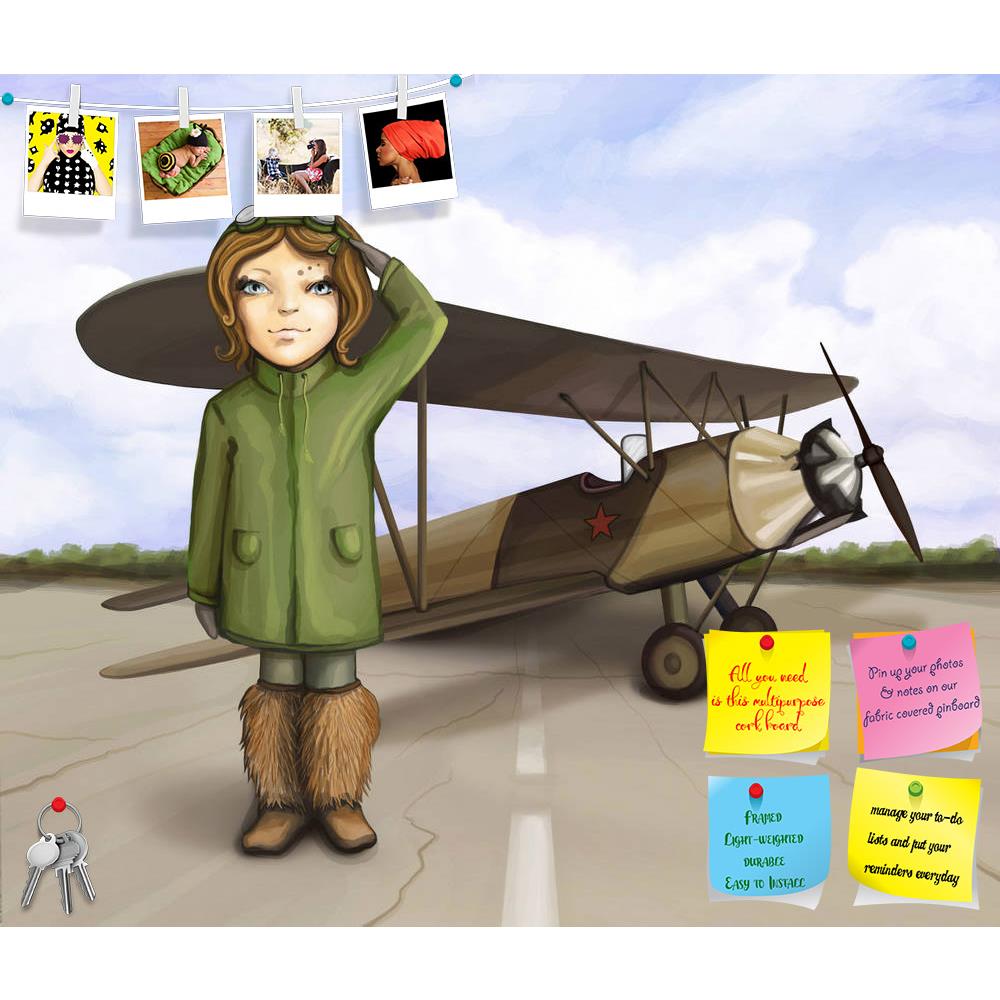 ArtzFolio Little Aviator Girl Standing Near Airplane Printed Bulletin Board Notice Pin Board Soft Board | Frameless-Bulletin Boards Frameless-AZSAO9452219BLB_FL_L-Image Code 5000333 Vishnu Image Folio Pvt Ltd, IC 5000333, ArtzFolio, Bulletin Boards Frameless, Kids, Fine Art Reprint, little, aviator, girl, standing, near, airplane, printed, bulletin, board, notice, pin, soft, frameless, smiling, giving, salute, digital, painting, pin up board, push pin board, extra large cork board, big pin board, notice boa