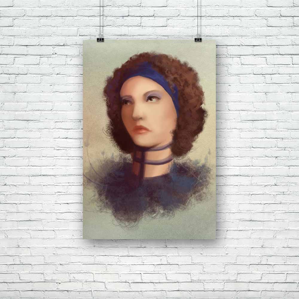 Young Curl Woman Unframed Paper Poster-Paper Posters Unframed-POS_UN-IC 5000337 IC 5000337, Adult, Art and Paintings, Digital, Digital Art, Drawing, Graphic, Illustrations, Individuals, Paintings, People, Portraits, young, curl, woman, unframed, paper, poster, alone, art, attractive, beauty, brunette, character, collar, color, draw, face, feather, female, girl, hair, head, illustration, look, one, paint, painting, person, portrait, serious, artzfolio, posters, wall posters, posters for room, posters for roo