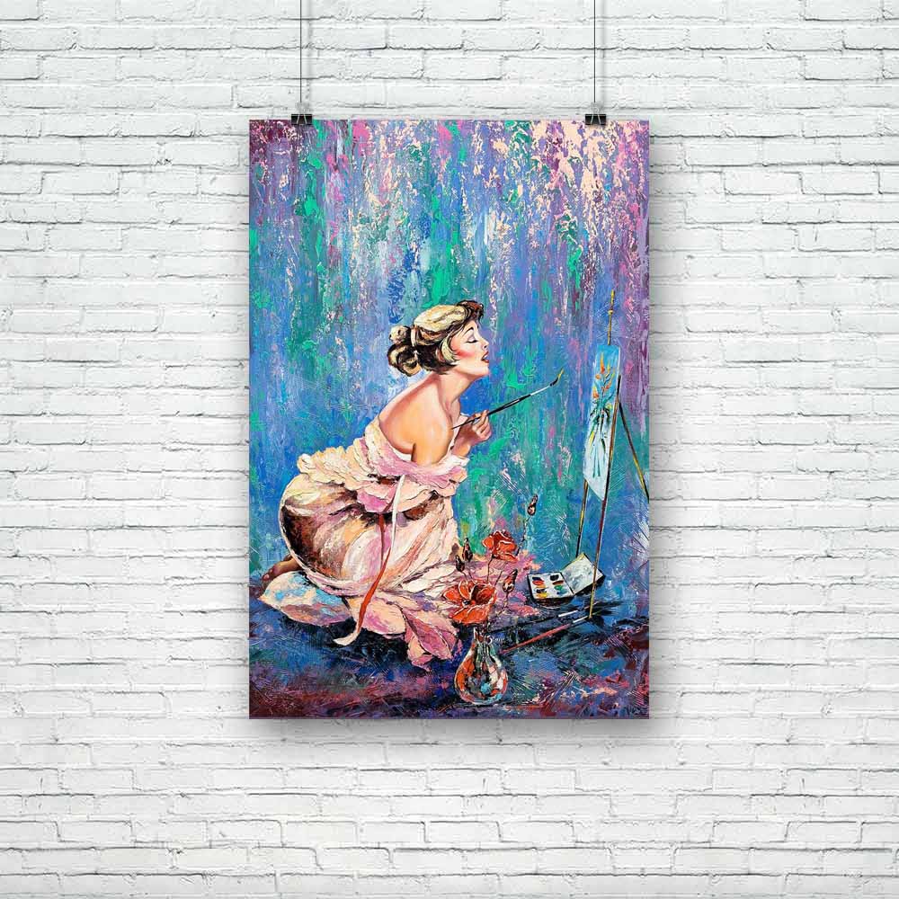 Girl Drawing A Picture Unframed Paper Poster-Paper Posters Unframed-POS_UN-IC 5000363 IC 5000363, Art and Paintings, Botanical, Drawing, Floral, Flowers, Gouache, Nature, Paintings, Russian, girl, a, picture, unframed, paper, poster, oil, painting, art, artist, background, brushes, canvas, draws, easel, interior, museum, paints, palette, press, reproduction, russia, woman, artzfolio, posters, wall posters, posters for room, posters for room decoration, office poster, door poster, baby poster, motivational p