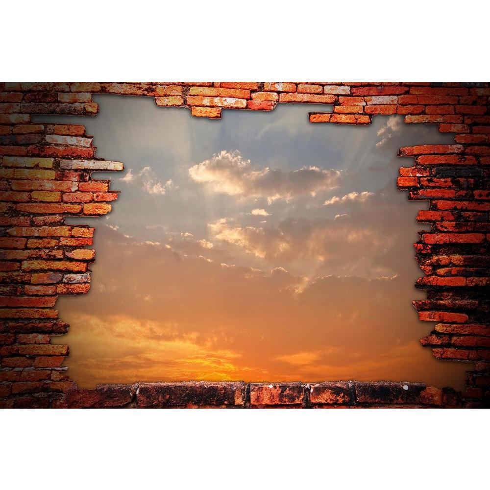 Brick Wall With Hole Revealing Sunset Sky Canvas Painting Synthetic Frame-Paintings MDF Framing-AFF_FR-IC 5000370 IC 5000370, Ancient, Architecture, Art and Paintings, Asian, Automobiles, Buddhism, Chinese, Cities, City Views, Culture, Ethnic, God Buddha, Historical, Individuals, Landscapes, Marble and Stone, Medieval, People, Portraits, Religion, Religious, Scenic, Signs and Symbols, Skylines, Sunsets, Symbols, Traditional, Transportation, Travel, Tribal, Vehicles, Vintage, World Culture, brick, wall, with