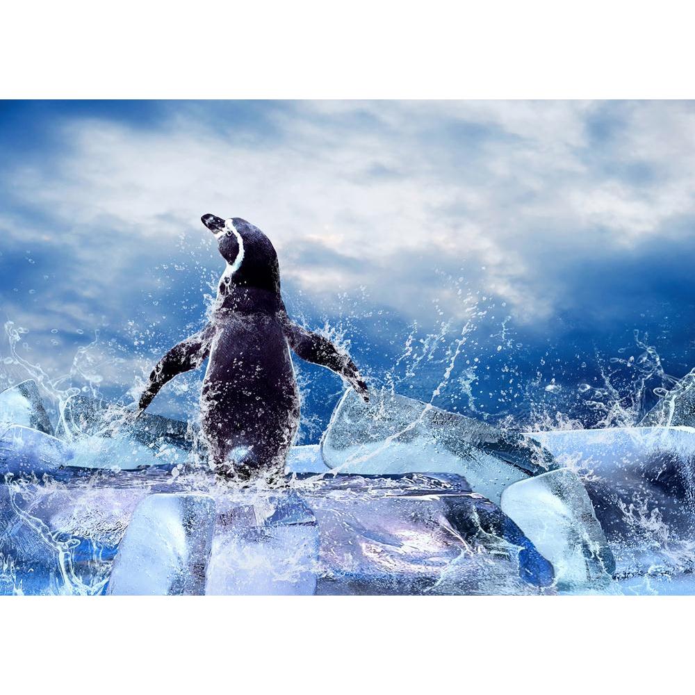 Penguin On The Ice Canvas Painting Synthetic Frame-Paintings MDF Framing-AFF_FR-IC 5000391 IC 5000391, Animals, Birds, Black and White, Nature, Scenic, Seasons, White, Wildlife, penguin, on, the, ice, canvas, painting, synthetic, frame, penguins, south, pole, cold, north, antarctic, antarctica, arctic, big, bird, bright, climate, clouds, drops, icy, marine, polar, reflex, region, sea, season, sky, snow, swim, swimmer, wallpaper, warming, water, wild, winter, zoo, artzfolio, wall decor for living room, wall 