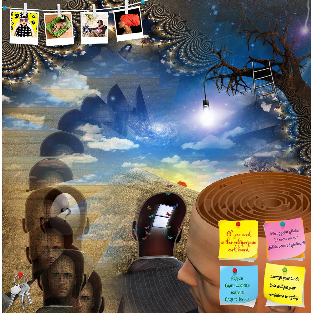 ArtzFolio Strange Scene Printed Bulletin Board Notice Pin Board Soft Board | Frameless-Bulletin Boards Frameless-AZSAO10056546BLB_FL_L-Image Code 5000414 Vishnu Image Folio Pvt Ltd, IC 5000414, ArtzFolio, Bulletin Boards Frameless, Abstract, Surrealism, Digital Art, strange, scene, printed, bulletin, board, notice, pin, soft, frameless, mans, head, reveals, maze, pin up board, push pin board, extra large cork board, big pin board, notice board, small bulletin board, cork board, wall notice board, giant cork