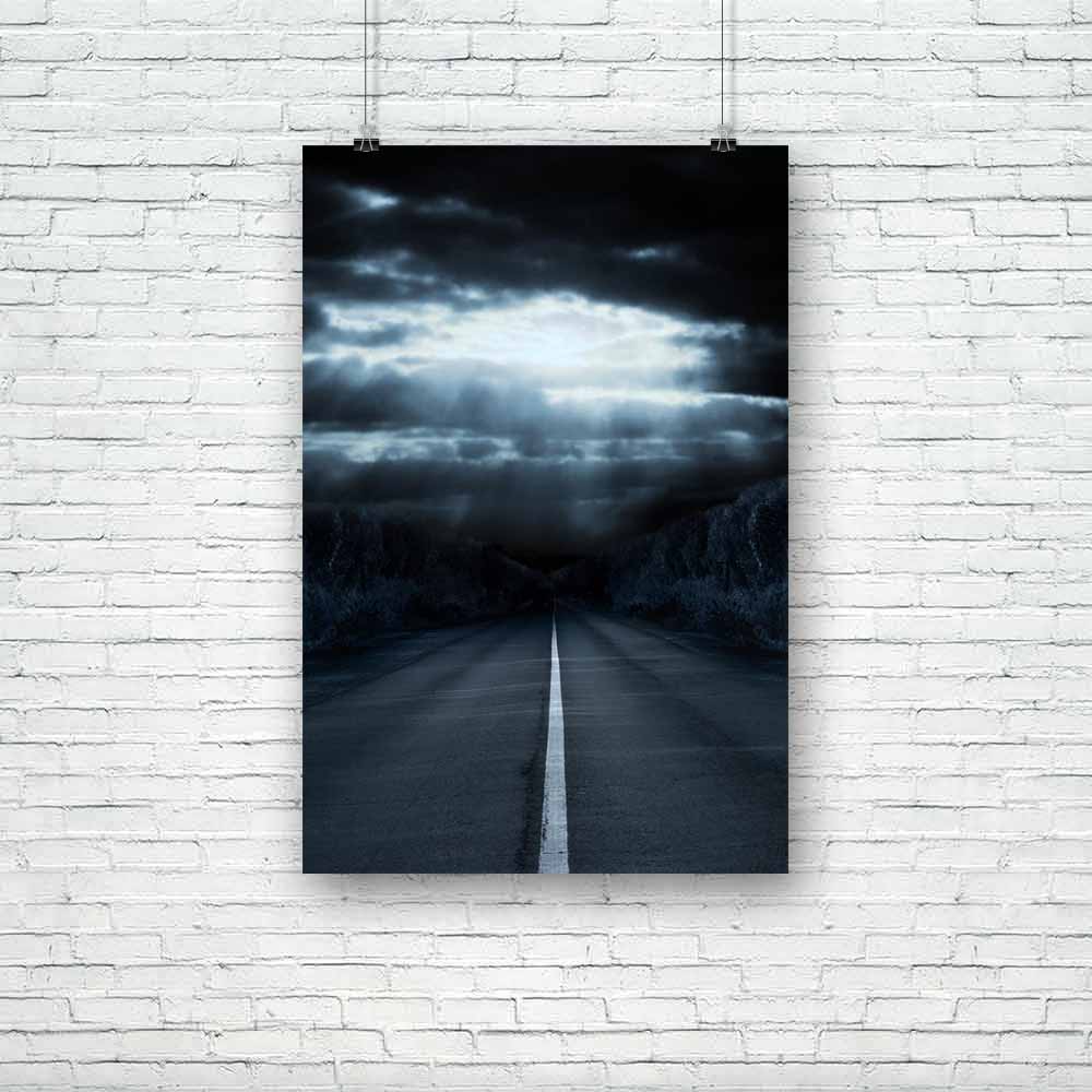 Light In Night Unframed Paper Poster-Paper Posters Unframed-POS_UN-IC 5000455 IC 5000455, Black, Black and White, Fantasy, Surrealism, light, in, night, unframed, paper, poster, road, dark, sky, alien, asphalt, blue, cloud, danger, empty, explosion, glowing, highway, horror, illumination, lighting, loneliness, mystery, nightmare, nobody, portal, scary, staring, straight, surreal, terrible, threat, unreal, vertical, way, artzfolio, posters, wall posters, posters for room, posters for room decoration, office 