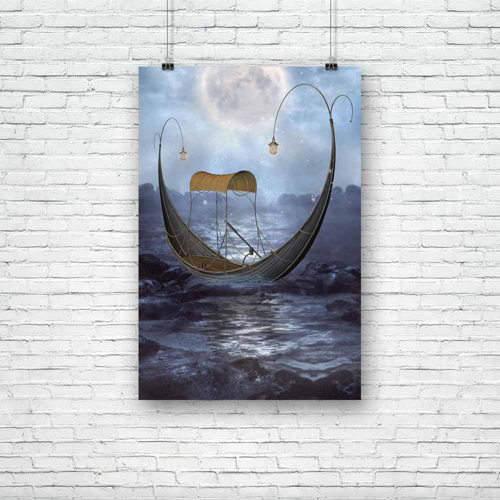 Gondola Unframed Paper Poster-Paper Posters Unframed-POS_UN-IC 5000474 IC 5000474, Abstract Expressionism, Abstracts, Art and Paintings, Boats, Digital, Digital Art, Fantasy, Graphic, Nautical, Retro, Semi Abstract, Stars, gondola, unframed, paper, poster, moon, mystical, background, abstract, art, artistic, boat, cloud, clouds, dark, darkness, dream, dreams, dreamy, effect, fae, fairy, fairytale, fantastic, fog, glow, lighting, magic, manipulation, mist, misty, moonlight, mystic, ocean, reflection, sea, sh