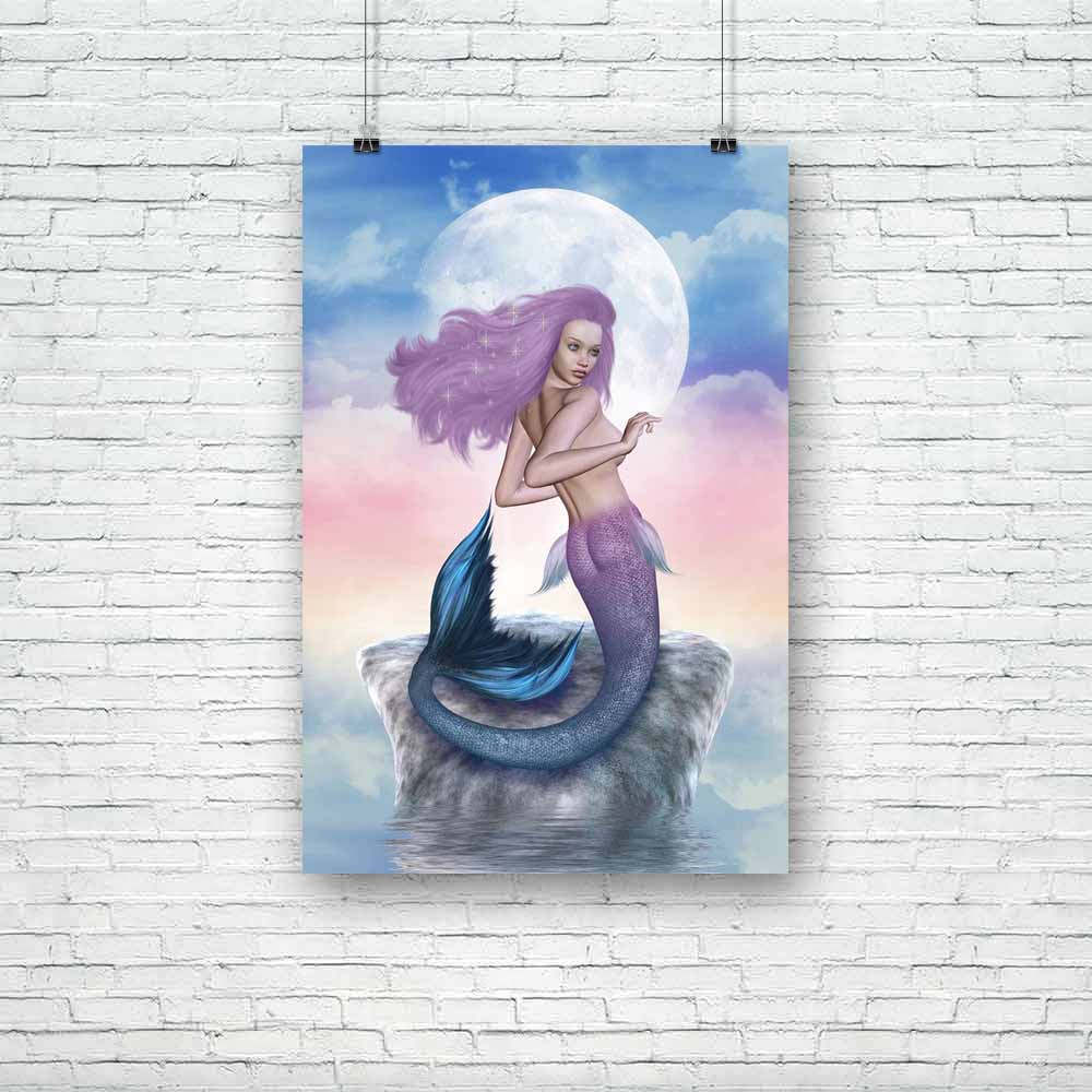 Mermaid D1 Unframed Paper Poster-Paper Posters Unframed-POS_UN-IC 5000481 IC 5000481, 3D, Adult, Ancient, Art and Paintings, Fantasy, Fashion, Historical, Medieval, Mermaid, People, Retro, Signs and Symbols, Symbols, Vintage, d1, unframed, paper, poster, art, beautiful, beauty, being, blue, charm, color, creature, delight, dream, face, female, fish, floating, girl, hair, human, legend, magic, model, moon, mythology, ocean, person, pretty, sea, silence, skin, symbol, tail, tale, underwater, water, woman, wom