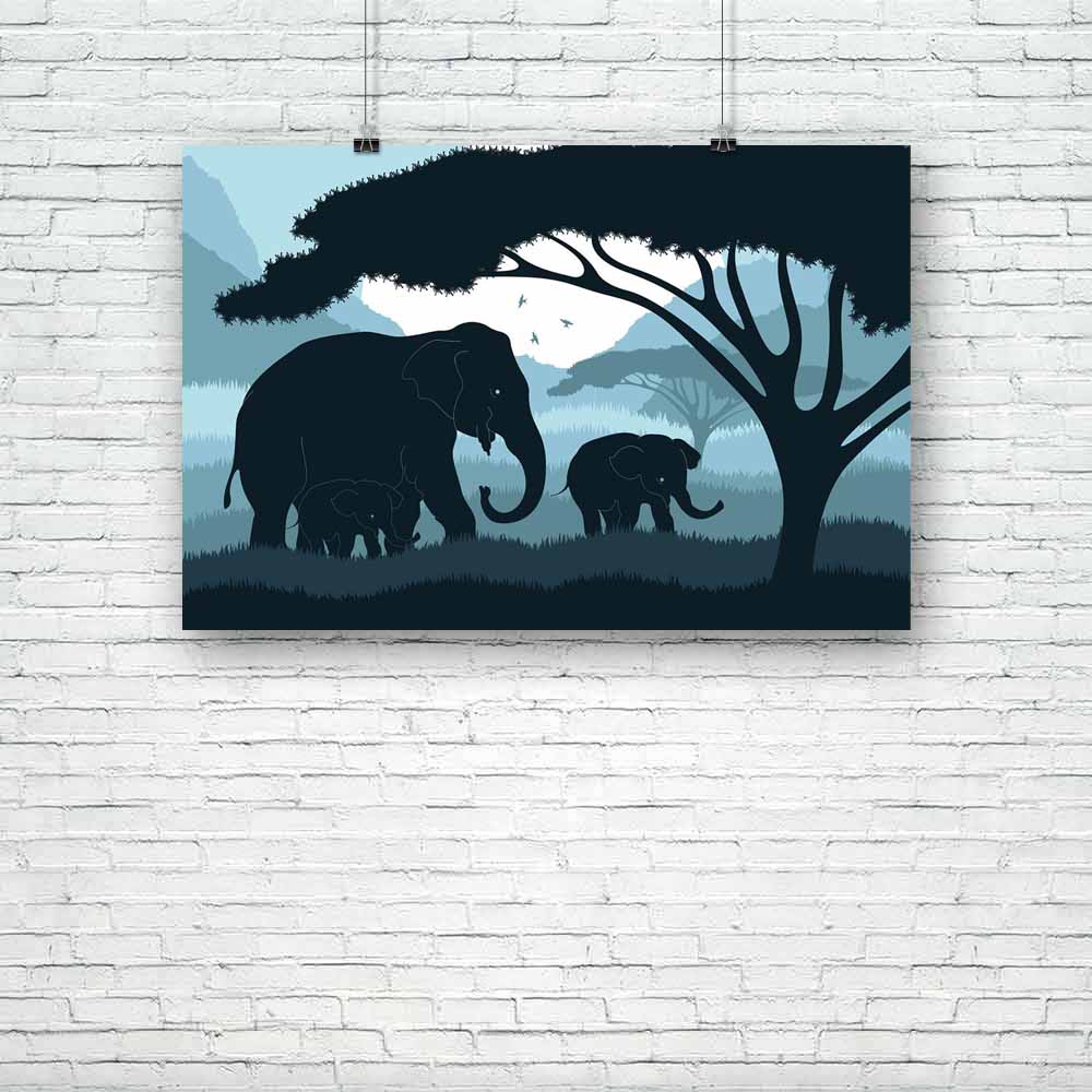 Elephant Family In Wild Africa Unframed Paper Poster-Paper Posters Unframed-POS_UN-IC 5000482 IC 5000482, African, Animals, Automobiles, Birds, Black, Black and White, Culture, Ethnic, Family, Landscapes, Mountains, Nature, Scenic, Skylines, Sunsets, Traditional, Transportation, Travel, Tribal, Vehicles, World Culture, elephant, in, wild, africa, unframed, paper, poster, silhouette, acacia, adventure, animal, background, big, bird, blue, bush, cliff, creature, dawn, earth, environment, field, grass, kenya, 