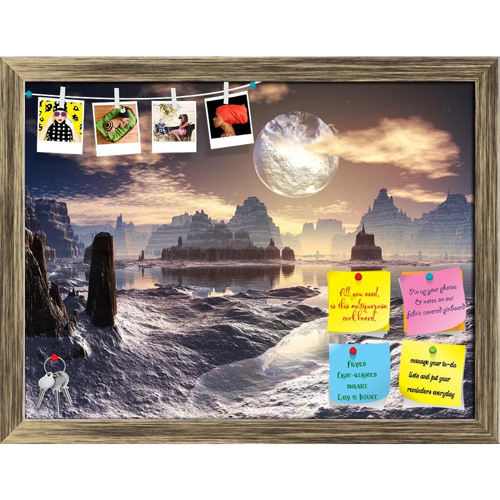 ArtzFolio Winter Alien Landscape With Damaged Moon In Orbit Printed Bulletin Board Notice Pin Board Soft Board | Framed-Bulletin Boards Framed-AZSAO10535860BLB_FR_L-Image Code 5000490 Vishnu Image Folio Pvt Ltd, IC 5000490, ArtzFolio, Bulletin Boards Framed, Fantasy, Places, Digital Art, winter, alien, landscape, with, damaged, moon, in, orbit, printed, bulletin, board, notice, pin, soft, framed, pin up board, push pin board, extra large cork board, big pin board, notice board, small bulletin board, cork bo