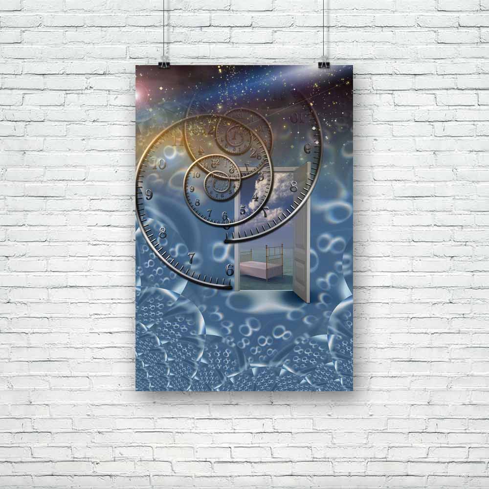 Eternal Sleep Unframed Paper Poster-Paper Posters Unframed-POS_UN-IC 5000495 IC 5000495, Abstract Expressionism, Abstracts, Conceptual, Figurative, Illustrations, Nature, Realism, Religion, Religious, Scenic, Semi Abstract, Spiritual, Surrealism, eternal, sleep, unframed, paper, poster, abstract, allegory, bed, believe, blue, chronometer, clock, concept, cycle, day, door, doorway, dream, dreaming, dreamscape, end, eternity, god, hours, ideas, illustration, imagination, imaginative, imagine, light, metaphori