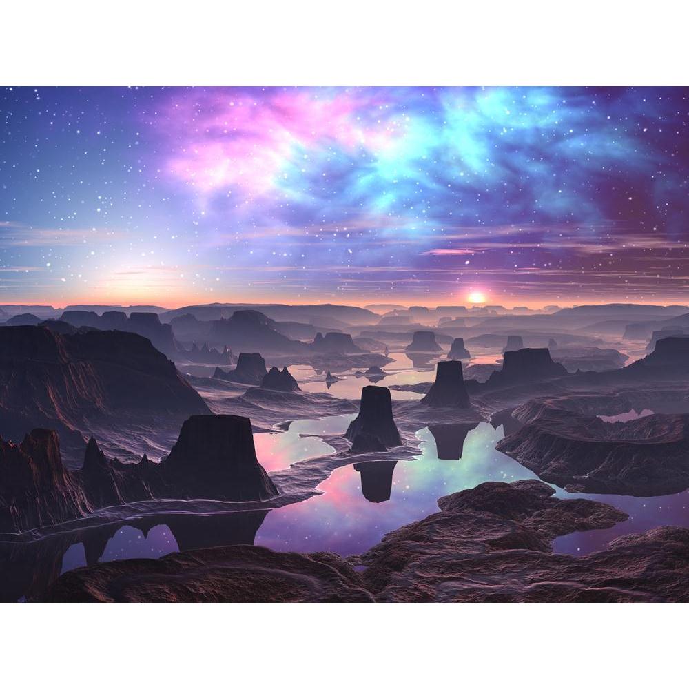 Gaseous Aurora Over Mountainous Alien Landscape Canvas Painting Synthetic Frame-Paintings MDF Framing-AFF_FR-IC 5000497 IC 5000497, Astronomy, Cosmology, Fantasy, Futurism, Landscapes, Mountains, Scenic, Science Fiction, Skylines, Space, gaseous, aurora, over, mountainous, alien, landscape, canvas, painting, synthetic, frame, planet, world, background, beach, blue, clouds, day, daytime, fiction, future, futuristic, rise, rocks, rugged, sand, science, scifi, sea, shore, sky, skyline, solitude, storms, sun, w