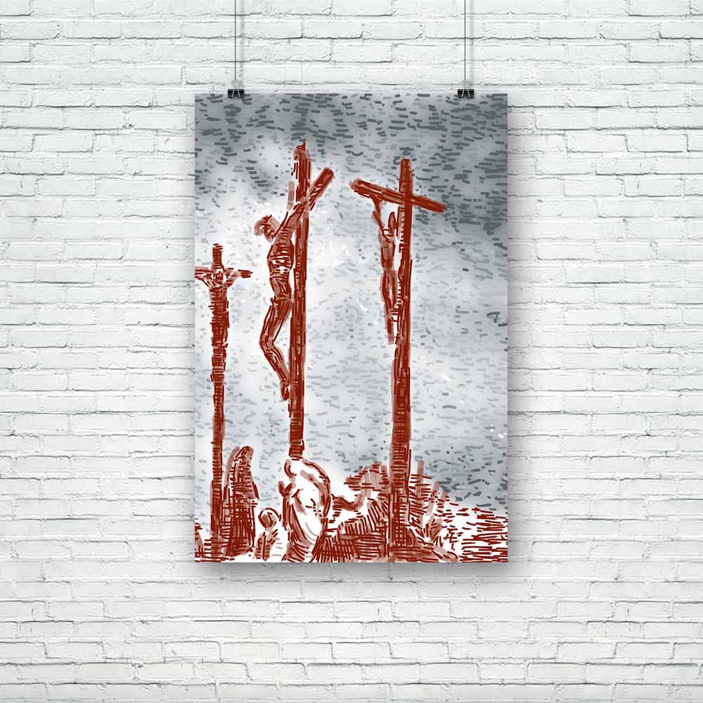 Crucifixion D2 Unframed Paper Poster-Paper Posters Unframed-POS_UN-IC 5000500 IC 5000500, Art and Paintings, Christianity, Cross, Drawing, Icons, Illustrations, Jesus, Love, Paintings, Religion, Religious, Romance, Signs and Symbols, Sketches, Spiritual, Symbols, crucifixion, d2, unframed, paper, poster, art, brush, catholic, charcoal, christ, christian, church, crucified, crucifix, death, deposition, divine, dramatic, faith, god, goodness, holiness, holy, human, icon, illustration, loving, oil, painting, p