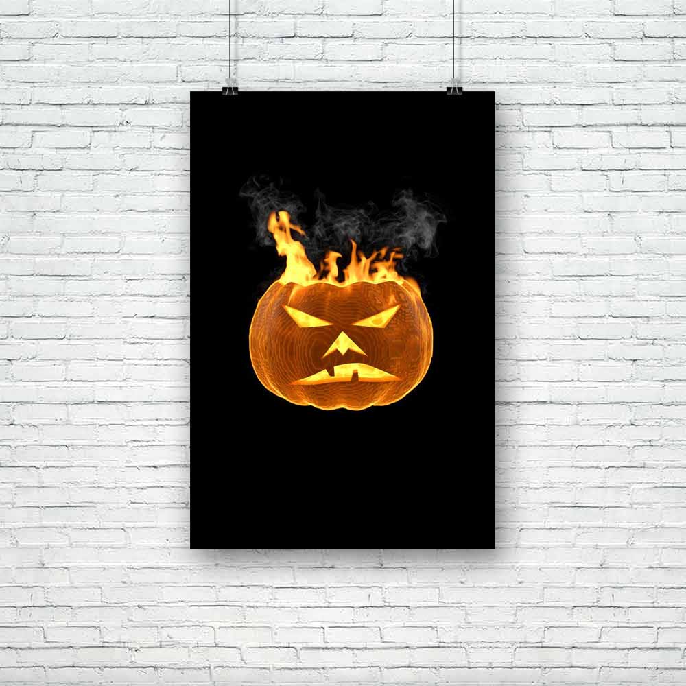 Burning Pumpkin Unframed Paper Poster-Paper Posters Unframed-POS_UN-IC 5000505 IC 5000505, Black, Black and White, Culture, Ethnic, Fruit and Vegetable, Holidays, Seasons, Traditional, Tribal, Vegetables, World Culture, burning, pumpkin, unframed, paper, poster, autumn, backgrounds, burn, carved, celebration, color, danger, dark, decoration, devils, evil, eyes, face, fear, fiery, fire, flames, fun, glow, glowing, gourd, halloween, holiday, horror, hot, illuminated, isolated, jack, lantern, light, lit, night