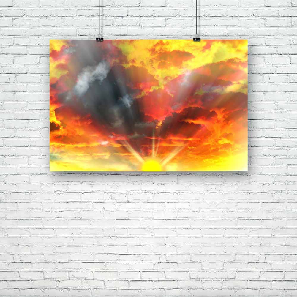 Evening Sun Unframed Paper Poster-Paper Posters Unframed-POS_UN-IC 5000541 IC 5000541, Abstract Expressionism, Abstracts, God Ram, Hinduism, Landscapes, Nature, Scenic, Semi Abstract, Spiritual, Sunrises, Sunsets, evening, sun, unframed, paper, poster, abstract, artistic, atmosphere, background, beautiful, beginning, bright, climate, cloud, color, colour, dawn, drama, dramatic, dusk, freedom, glow, gold, happy, hdr, hdri, heaven, holy, inspiring, landscape, light, majestic, morning, mystery, mystic, orange,