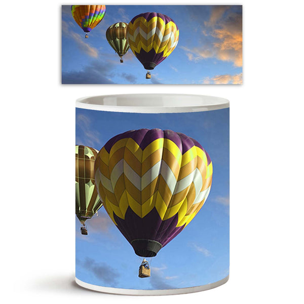 Sunset With Atmospheric Clouds & Hot Air Balloon Ceramic Coffee Tea Mug Inside White-Coffee Mugs-MUG-IC 5000546 IC 5000546, English, Hobbies, Landscapes, Nature, Scenic, Sunsets, sunset, with, atmospheric, clouds, hot, air, balloon, ceramic, coffee, tea, mug, inside, white, countryside, balloons, lavender, field, stunning, alternative, beautiful, botany, color, colorful, crop, dusk, england, essential, evening, fields, flying, foliage, formation, green, harvest, hobby, landscape, leisure, lines, medicine, n